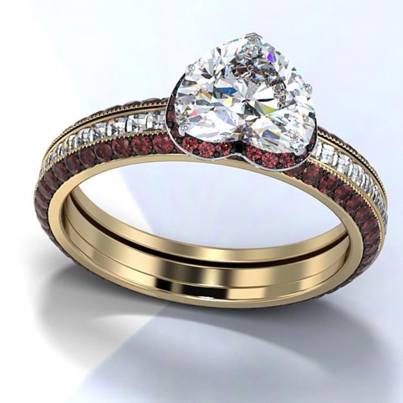 🎀New Beautiful Independent Heart Red Diamond Wedding Ring, GPMB1440 - Picture 4 of 6